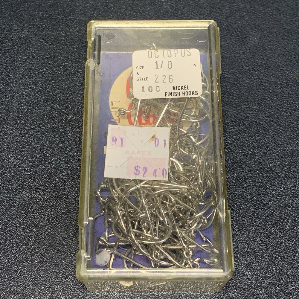 Vintage Wright & McGill Eagle Claw Fish Hooks NOS Octopus 1/10 Style 226 Nickel